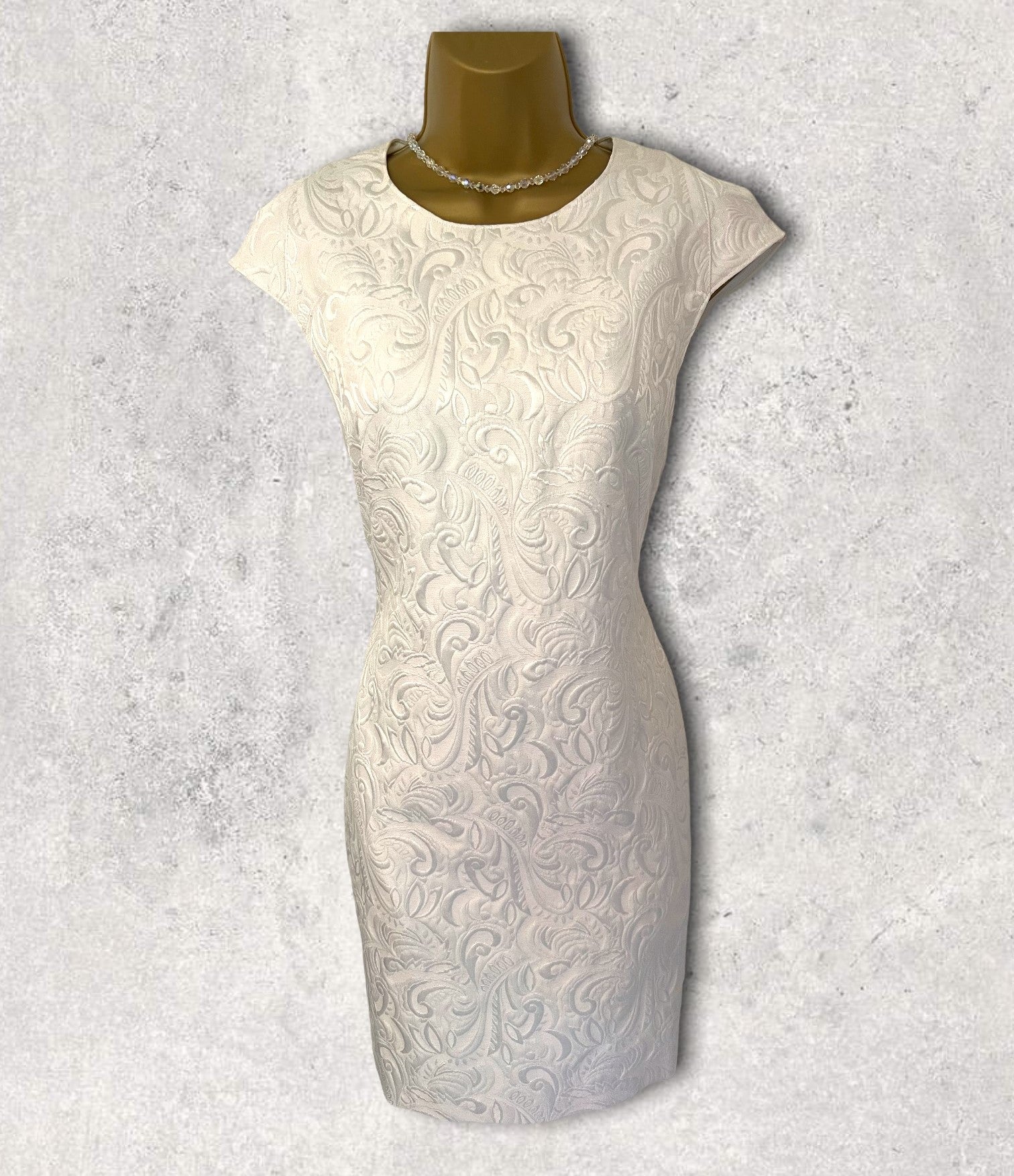TED BAKER Cream Bezzey Jacquard Cotton Blend Shift Dress UK 8 US 4 EU 36 RRP £169 Timeless Fashions