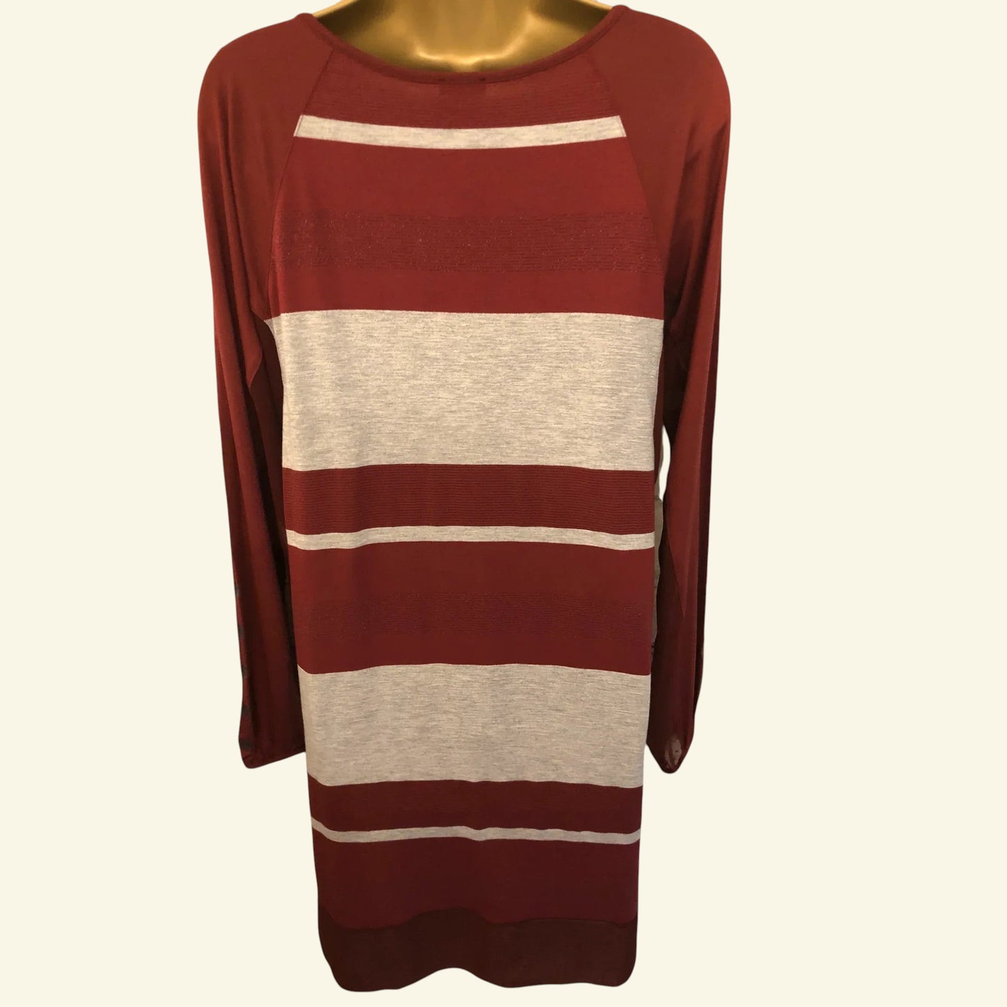 Ana Sousa Be Young Maroon Striped Jersey Tunic Dress UK 10 US 6 EU 38 - Timelessfashions
