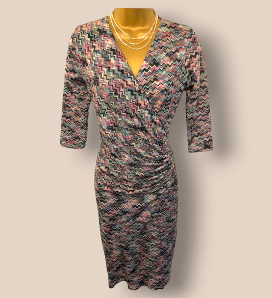 Eden Paris Multicolour Wrap Dress UK 10 US 6 EU 38 Timeless Fashions