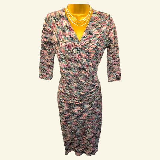 Eden Paris Multicolour Wrap Dress UK 10 US 6 EU 38 - Timelessfashions