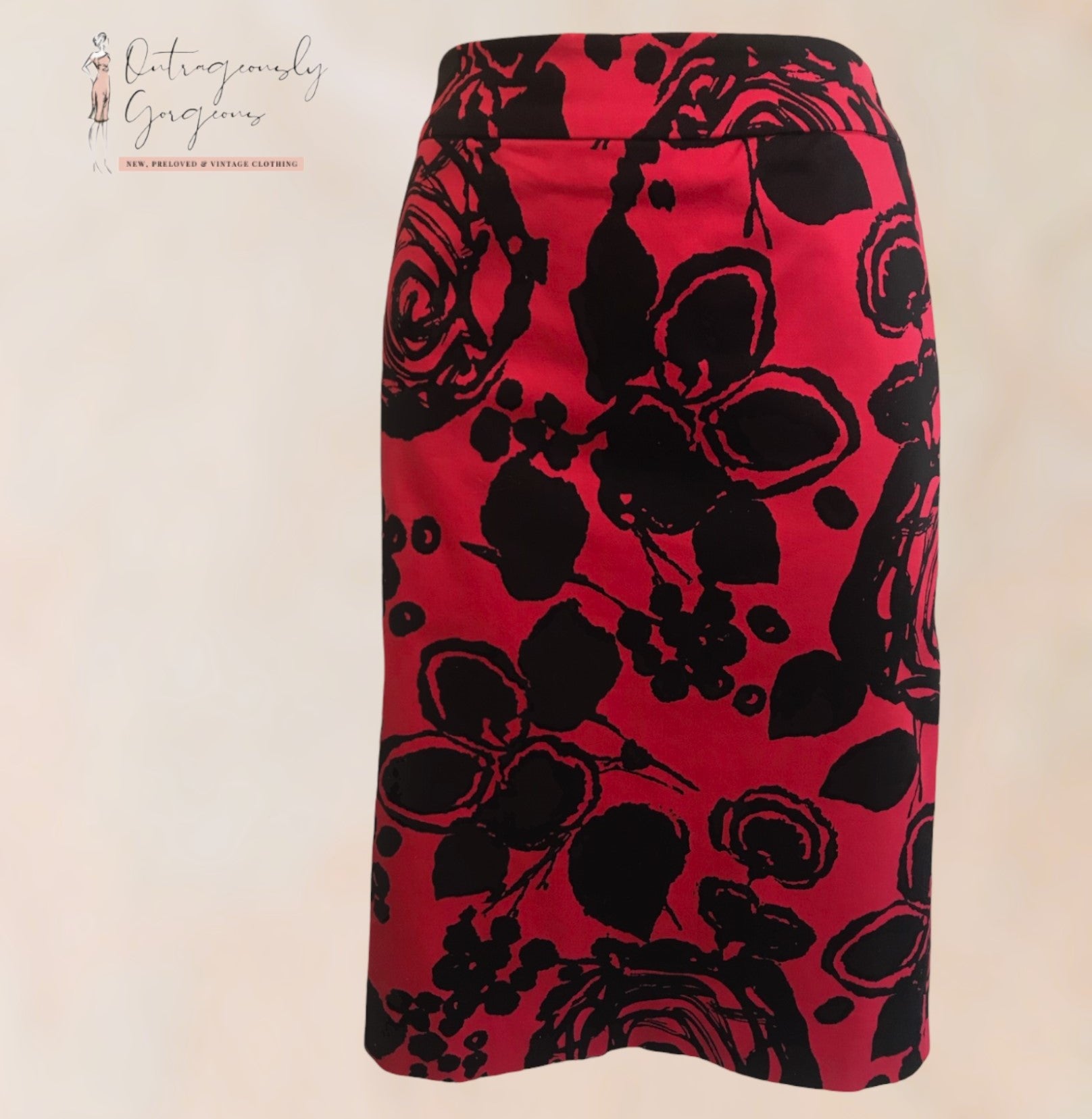 Hobbs London Black & Pink Floral Skirt UK 10 US 6 EU 38 Timeless Fashions