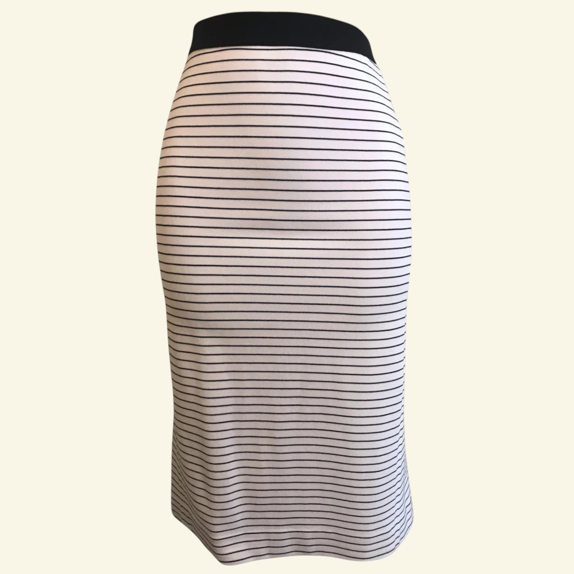 Uniqlo White Black Striped Stretch Pencil Skirt UK 10 EU 38 US 8 IT 42 - Timelessfashions