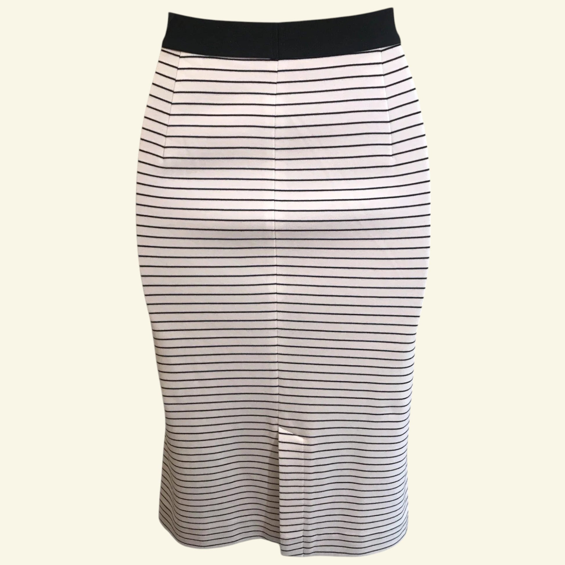 Uniqlo White Black Striped Stretch Pencil Skirt UK 10 EU 38 US 8 IT 42 - Timelessfashions