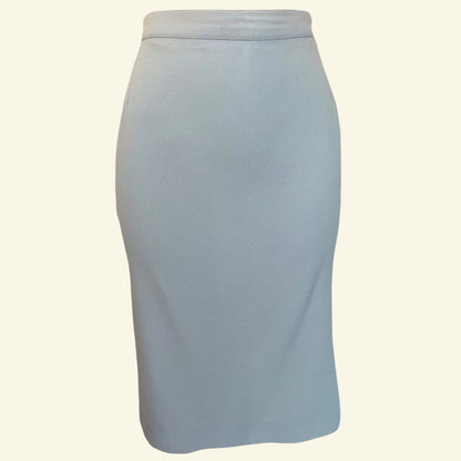 Mabb Vintage Baby Blue Crepe Summer Pencil Skirt UK 10 US 6 EU 38 - Timelessfashions