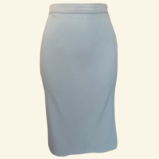 Mabb Vintage Baby Blue Crepe Summer Pencil Skirt UK 10 US 6 EU 38 - Timelessfashions
