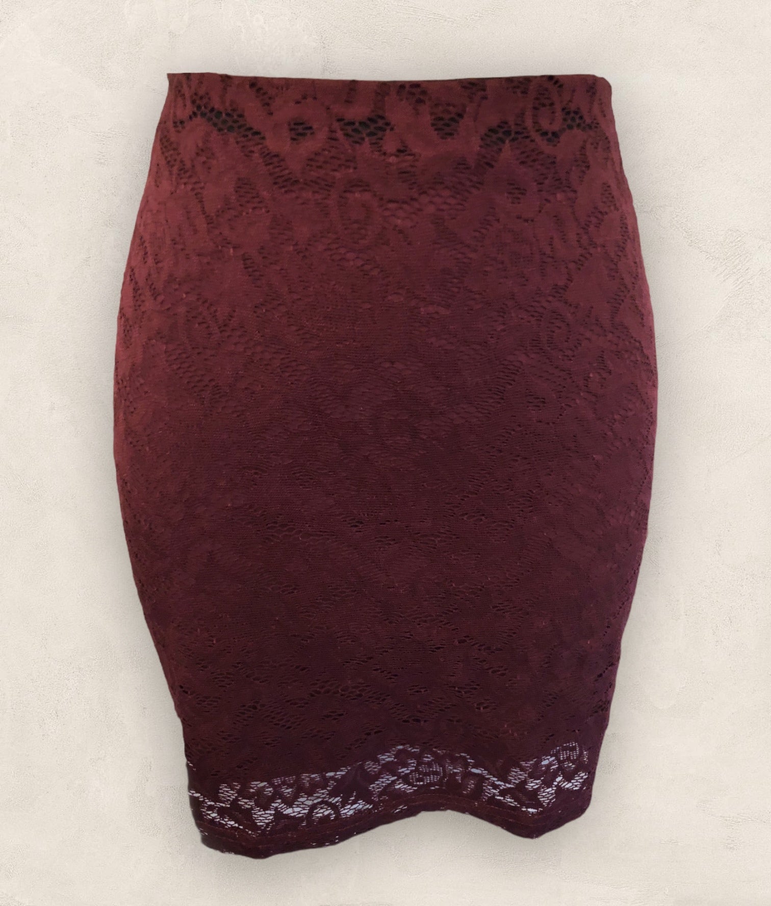 Pull & Bear Burgundy Ladies Lace Stretch Mini Skirt Size M UK 8 US 4 EU 36 Timeless Fashions