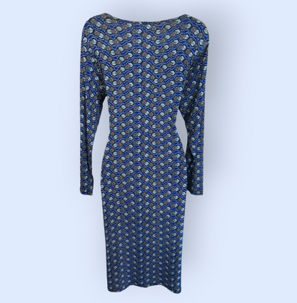 Ingenue Eve Blue Stretch Dress UK 16 US 12 EU 44 Timeless Fashions