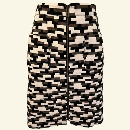 Phase Eight Ivory, Brown & Black Mini Skirt UK 12 US 8 EU 40 - Timelessfashions