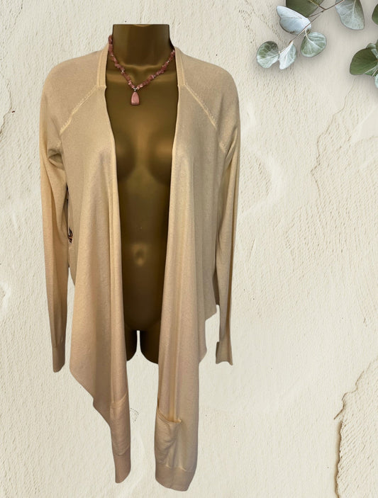 Ted Baker Cream Silk & Angora Long Sleeve Waterfall Cardigan UK 8 US 4 EU 36 Timeless Fashions