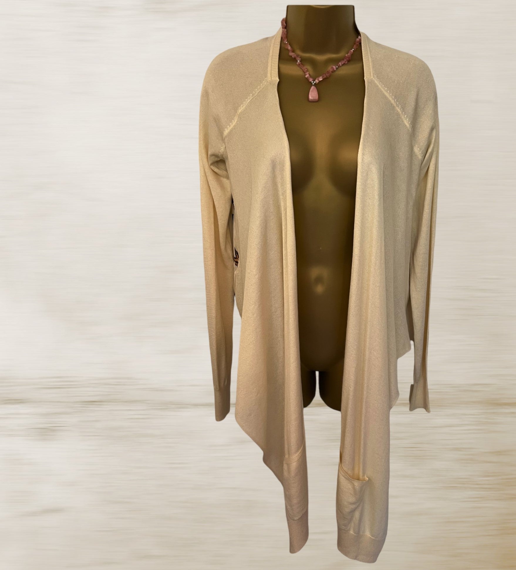Ted Baker Cream & Multicoloured Silk & Angora Long Sleeve Waterfall Cardigan Size 1 UK 8 US 4 EU 36 Timeless Fashions