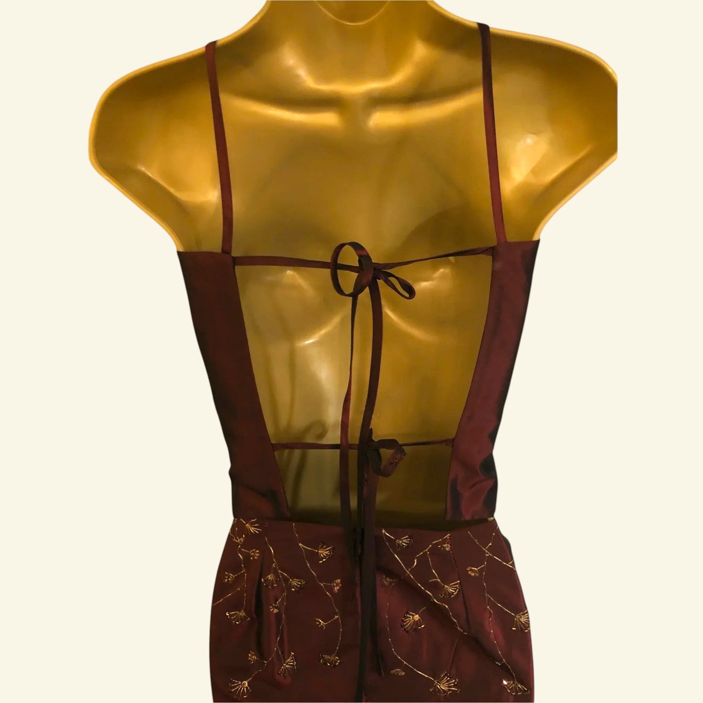 LaundryBy Shelli Segal Long Claret Satin Skirt & Backless Bodice UK 10 UK 6 EU 38 - Timelessfashions