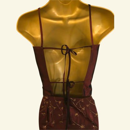 LaundryBy Shelli Segal Long Claret Satin Skirt & Backless Bodice UK 10 UK 6 EU 38 - Timelessfashions