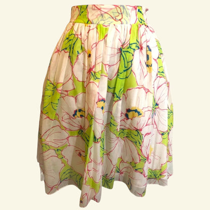 Moschino White Floral Silk & Cotton Skirt UK 8 US 4 EU 36 - Timelessfashions