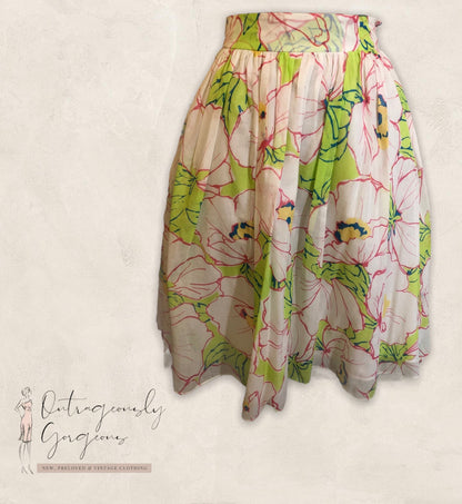 Moschino White Floral Silk & Cotton Skirt UK 8 US 4 EU 36 Timeless Fashions