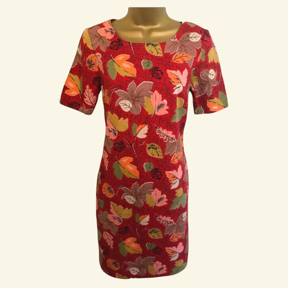 Cath Kidston Women's Red Leaf Print Cotton Dress UK 8 US 4 EU 36 - Timelessfashions