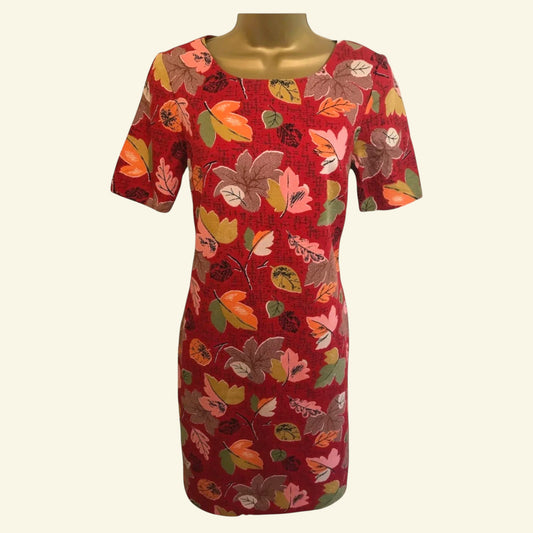 Cath Kidston Women's Red Leaf Print Cotton Dress UK 8 US 4 EU 36 - Timelessfashions