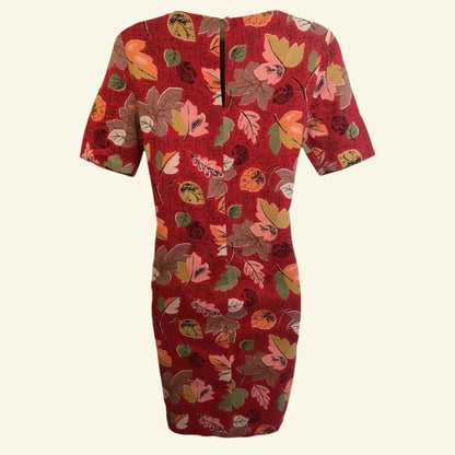 Cath Kidston Women's Red Leaf Print Cotton Dress UK 8 US 4 EU 36 - Timelessfashions