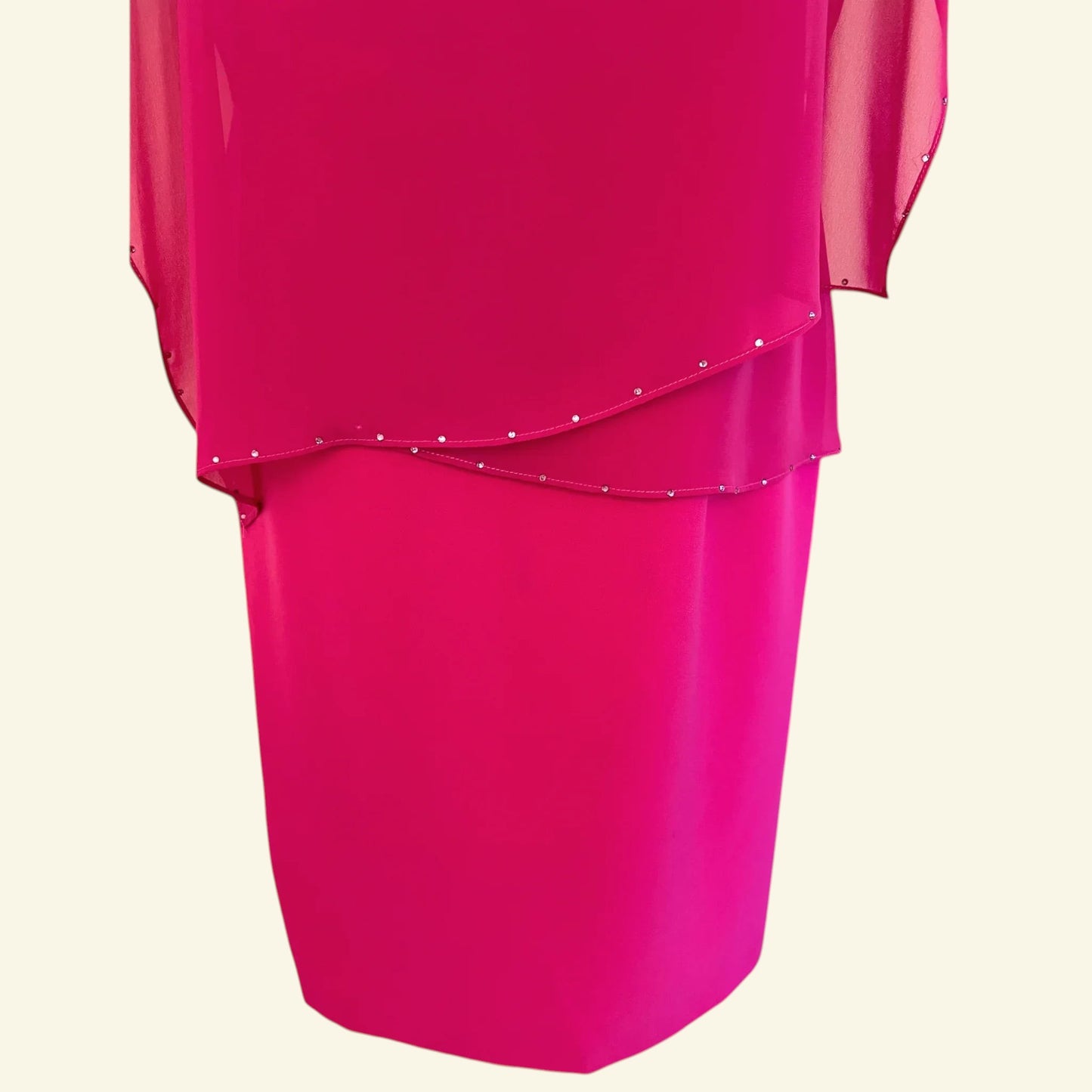 Michaela Louisa Hot Pink Chiffon Layered Dress UK 10 US 6 EU 3 - Timelessfashions