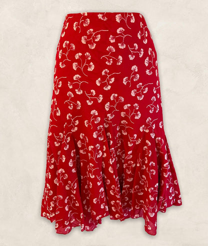 Ralph Lauren Red & White Cotton Floral Skirt Size S Approx UK 10/12 US 6/8 EU 38/40 Timeless Fashions