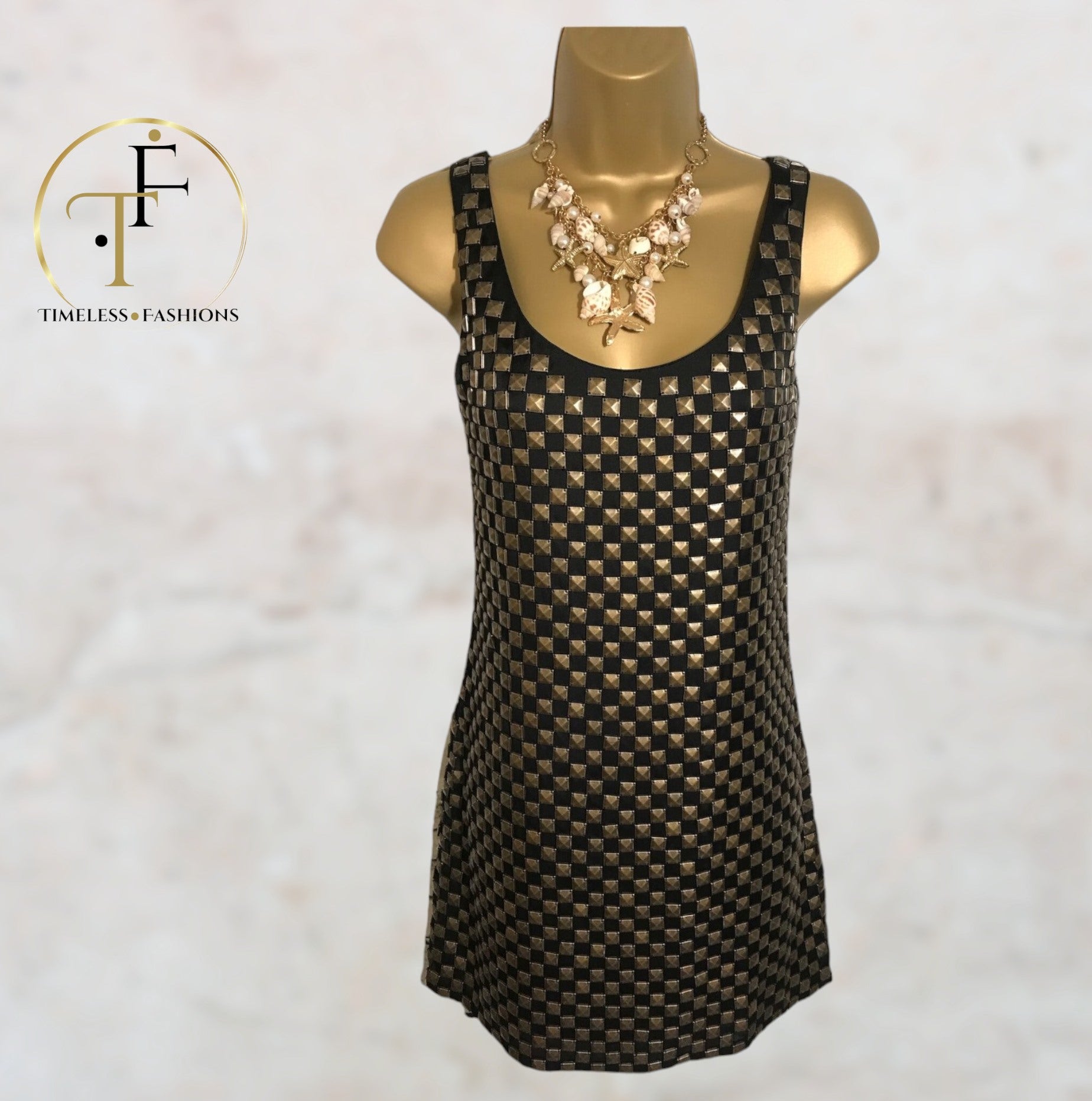 Boutique by Jaeger Women's Black Bronze Embellished Mini Dress UK 10 US 6 EU 38 Timeless Fashions
