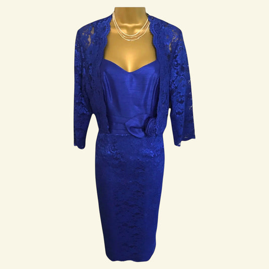 Michaela Louisa Royal Blue Lace Special Occasion Outfit UK 10 US 6 EU 38 - Timelessfashions