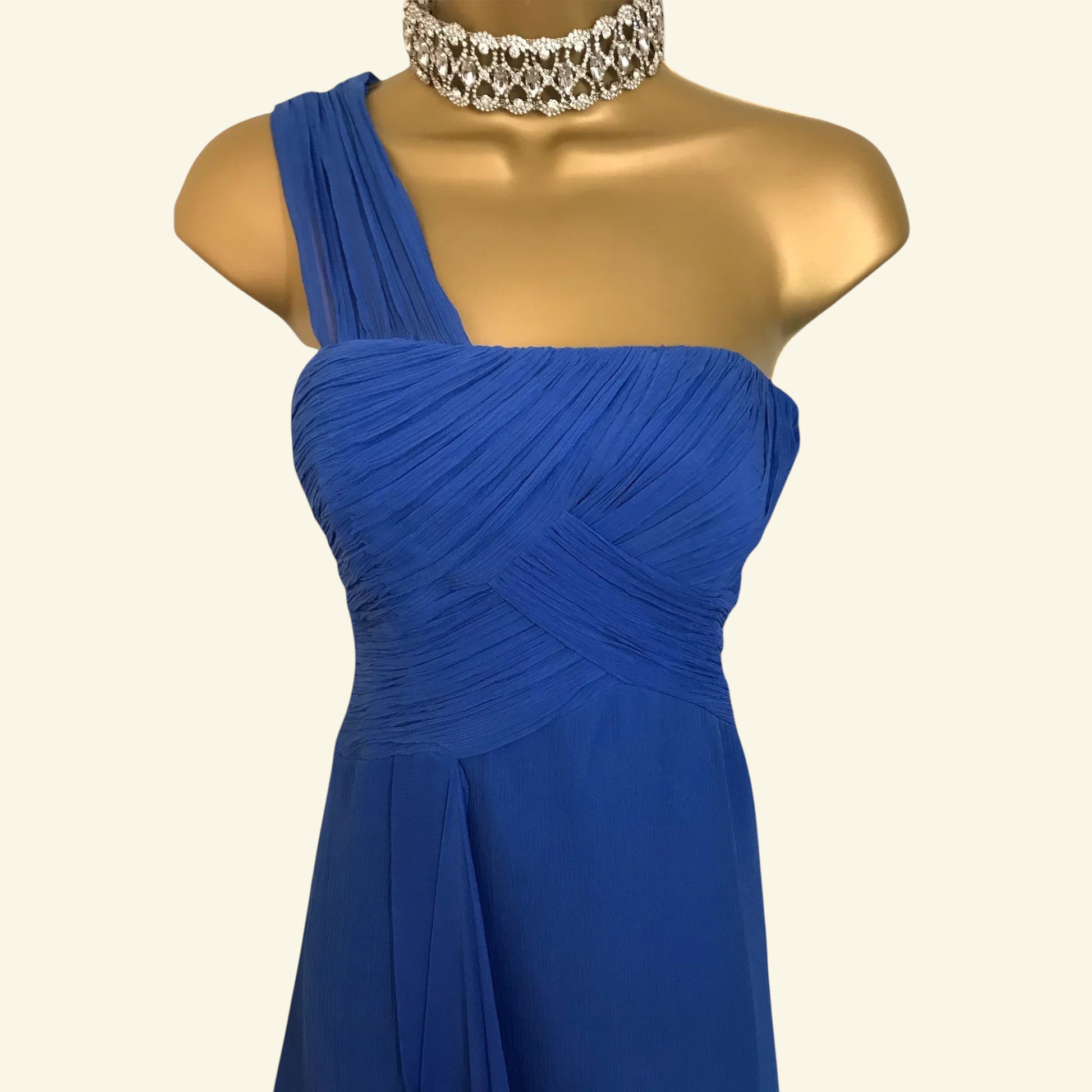 Monsoon Rhumba Blue One Shoulder Silk Dress UK 10 US 6 EU 38 - Timelessfashions