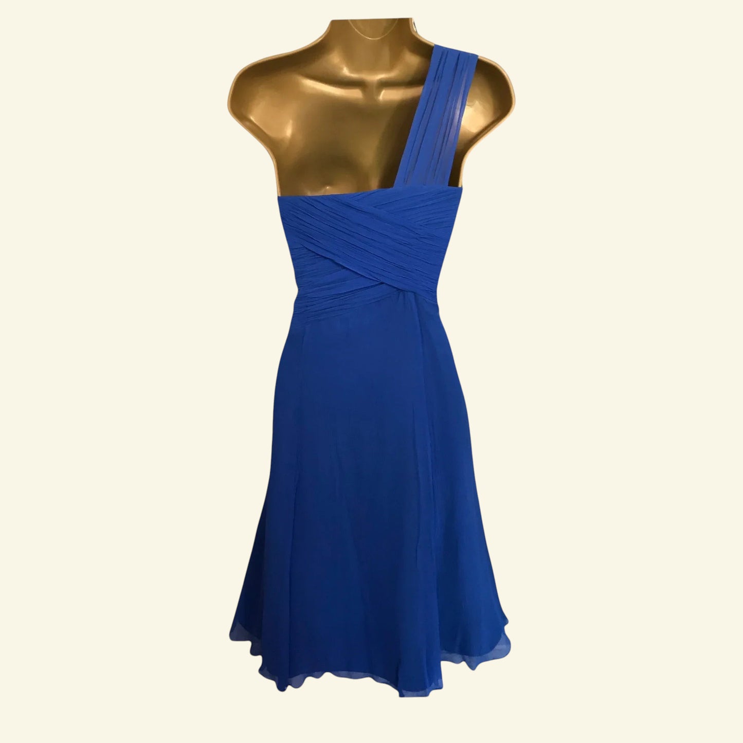Monsoon Rhumba Blue One Shoulder Silk Dress UK 10 US 6 EU 38 - Timelessfashions