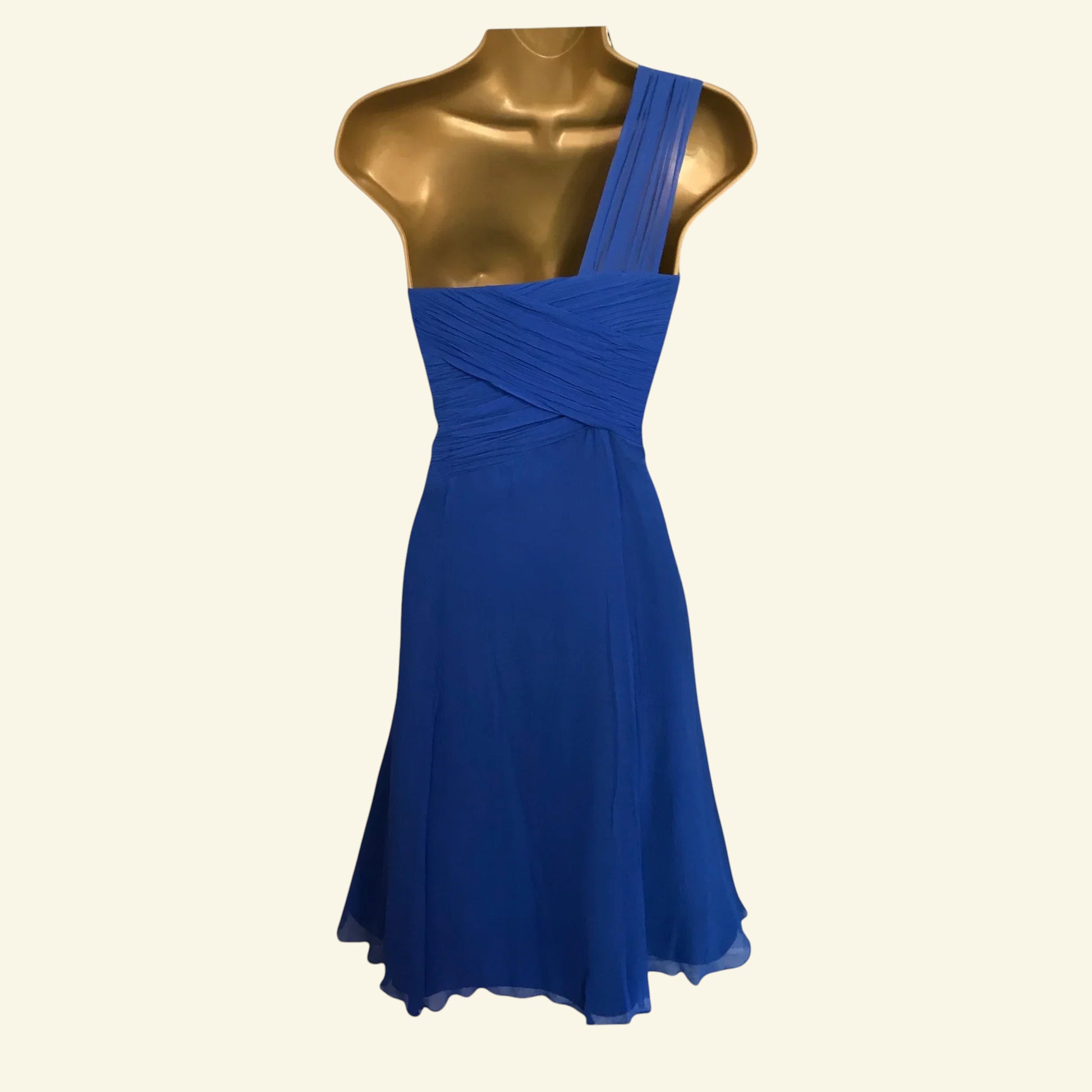 Monsoon Rhumba Blue One Shoulder Silk Dress UK 10 US 6 EU 38 - Timelessfashions