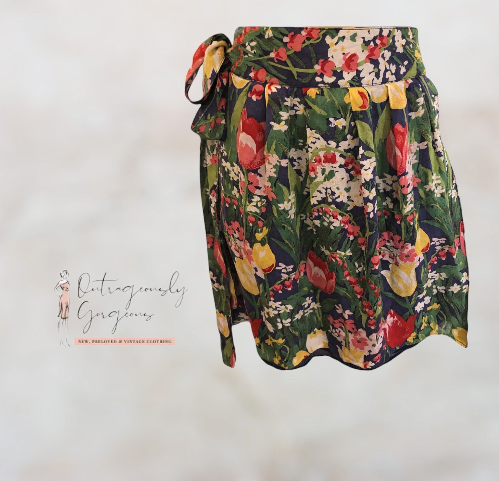 Tory Burch Womens Multicoloured Floral Silk Mini Wrap Skirt UK 6 Timeless Fashions
