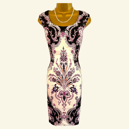Phase Eight MultiColoured Paisley Stretch Bodycon Dress UK 10 US 6 EU 38 - Timelessfashions