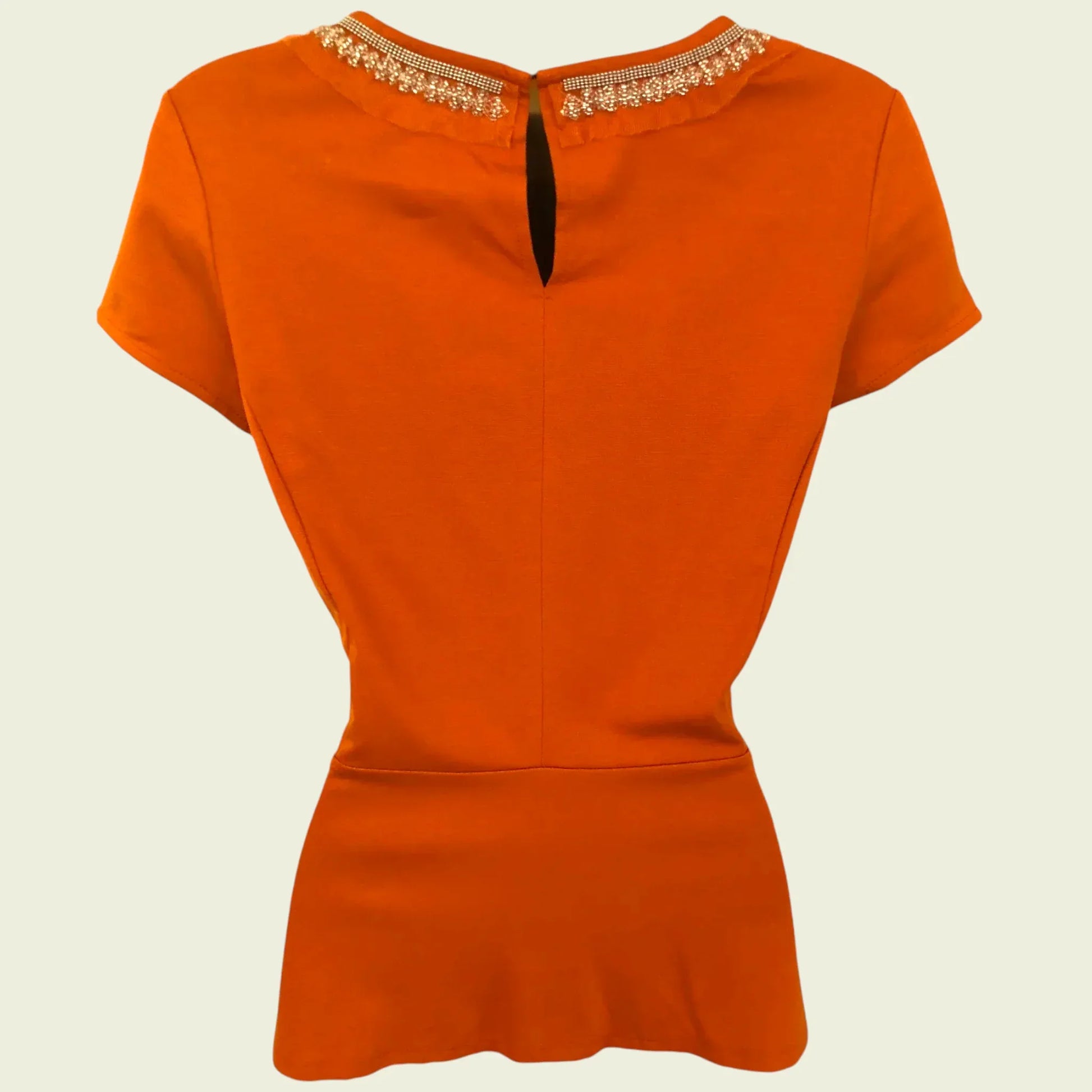 Banana Republic Womens Orange Embellished Pintuck Peplum Top UK 6 US 2 EU 34 - Timelessfashions