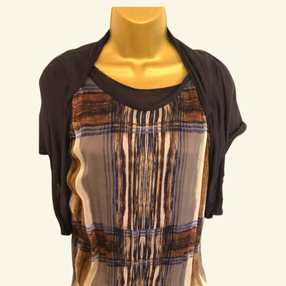 Yigal Azrouel Navy Blue Jersey & Silk Long Top UK 14 US 10 EU 42 - Timelessfashions