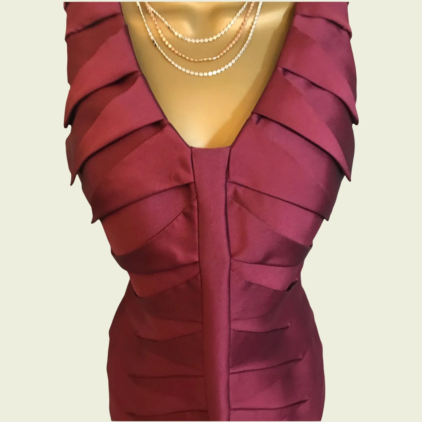 Veni Infantino for Ronald Joyce Women's Claret Satin Pencil Dress UK 8 US 4 EU 36 IT 40 - Timelessfashions