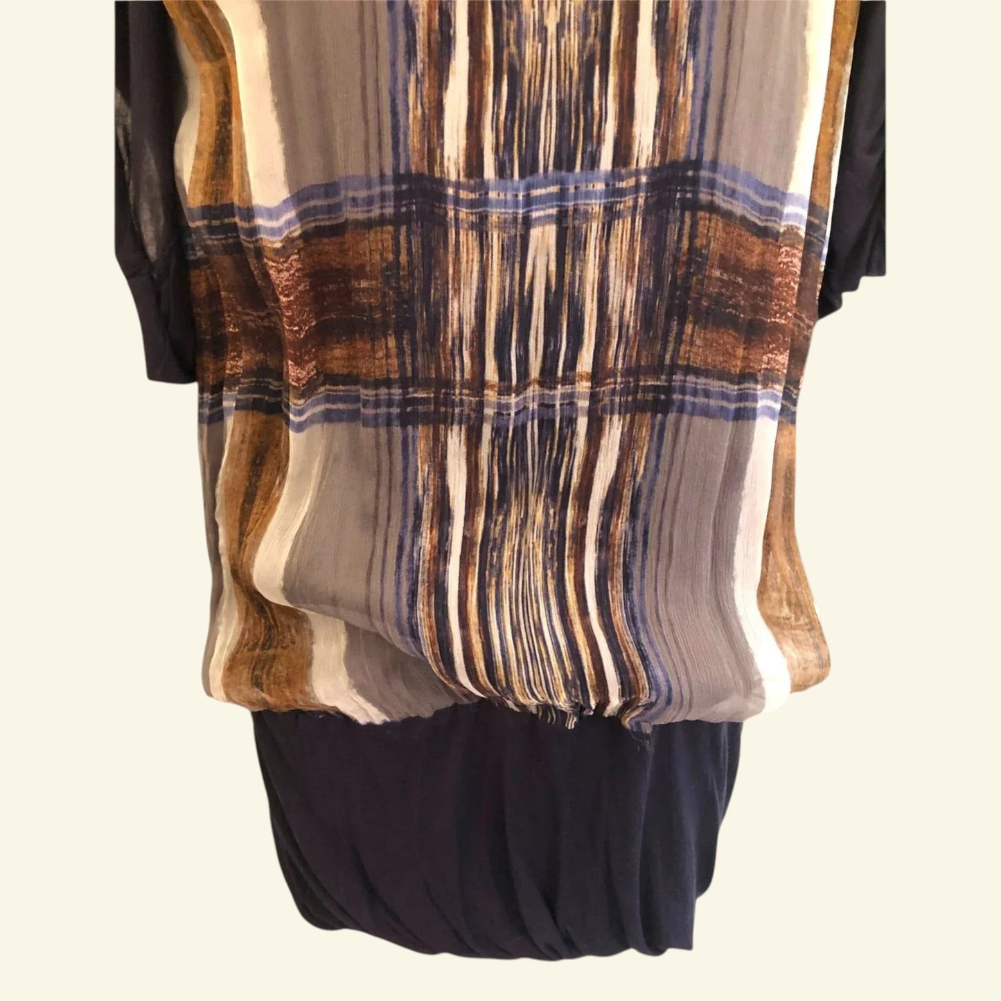 Yigal Azrouel Navy Blue Jersey & Silk Long Top UK 14 US 10 EU 42 - Timelessfashions