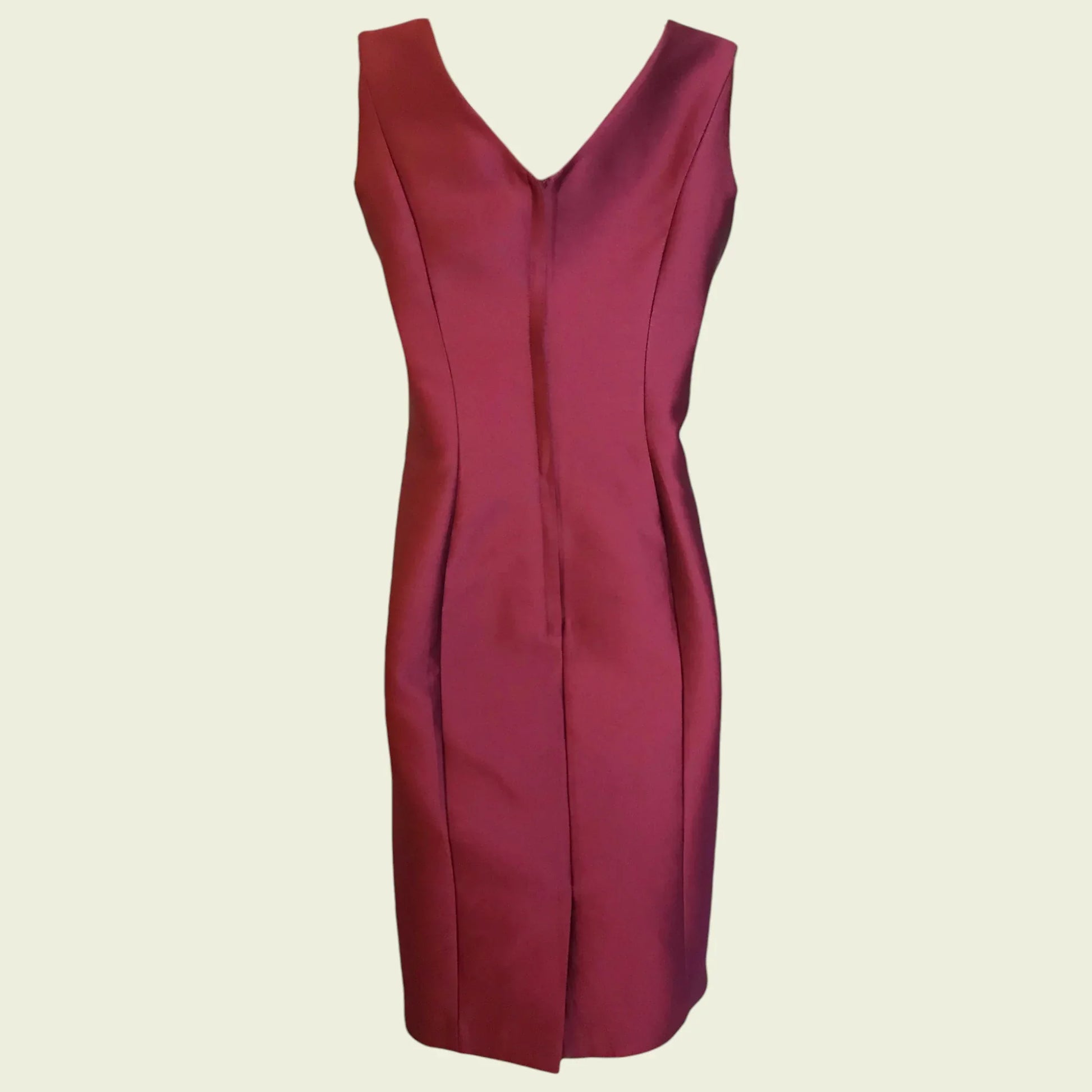 Veni Infantino for Ronald Joyce Women's Claret Satin Pencil Dress UK 8 US 4 EU 36 IT 40 - Timelessfashions