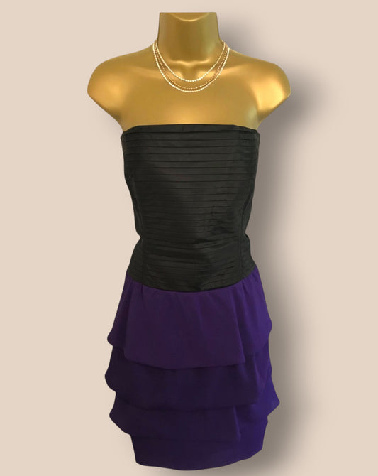Reiss Women's Black & Purple Helga Evening Dress UK 8 US 4 EU 36 Timeless Fashions