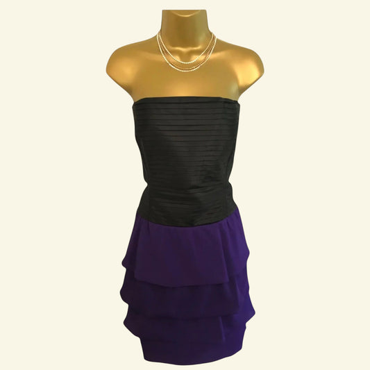 Reiss Women's Black & Purple Helga Evening Dress UK 8 US 4 EU 36 - Timelessfashions