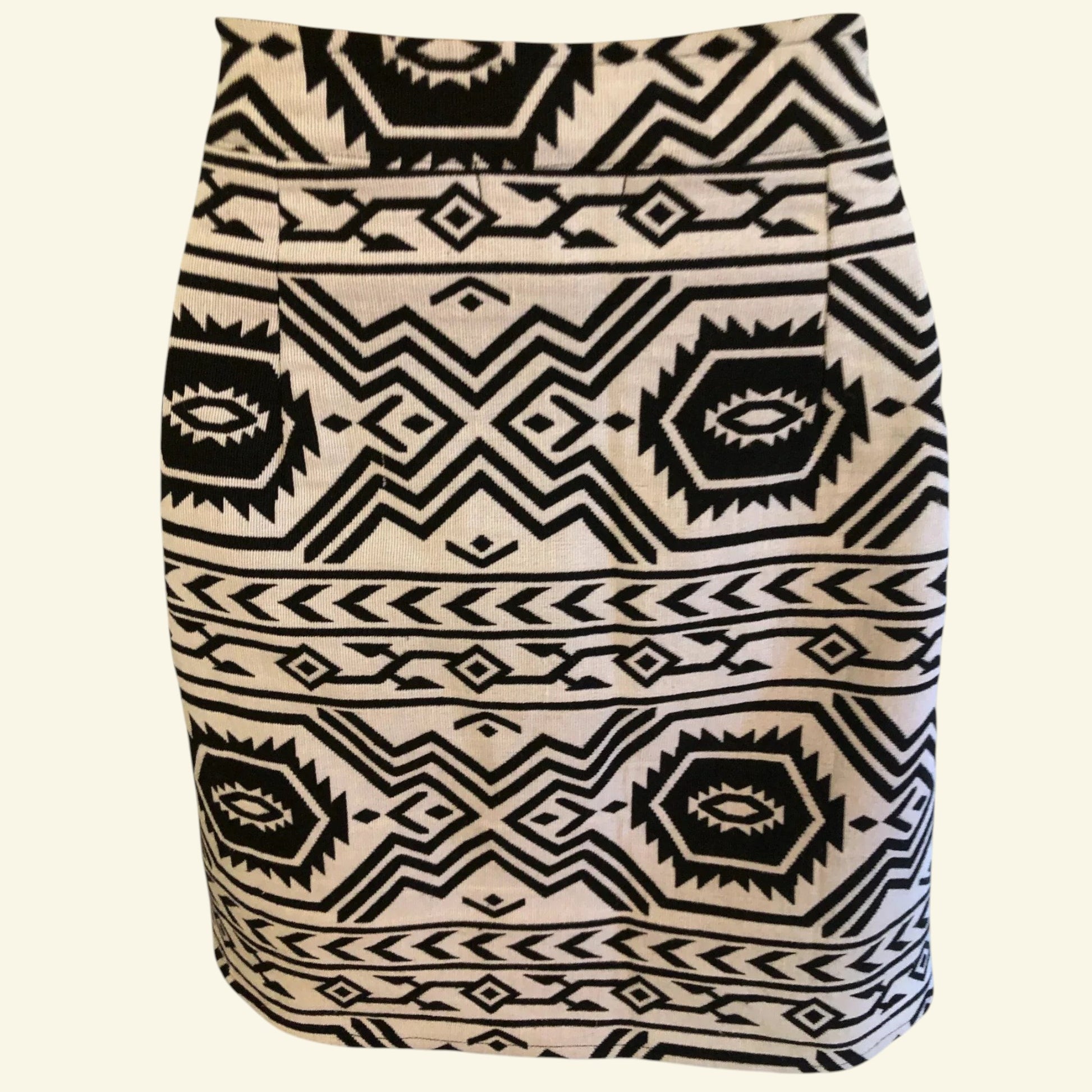 Anmol Black & White Aztec Print Cotton Mini Skirt UK 14 US 10 EU 42 - Timelessfashions
