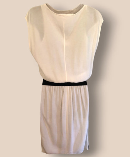 Yigal Azrouël Ivory Textured Crepe Black Zip Dress UK 8 US 4 EU 36 IT 40 Timeless Fashions