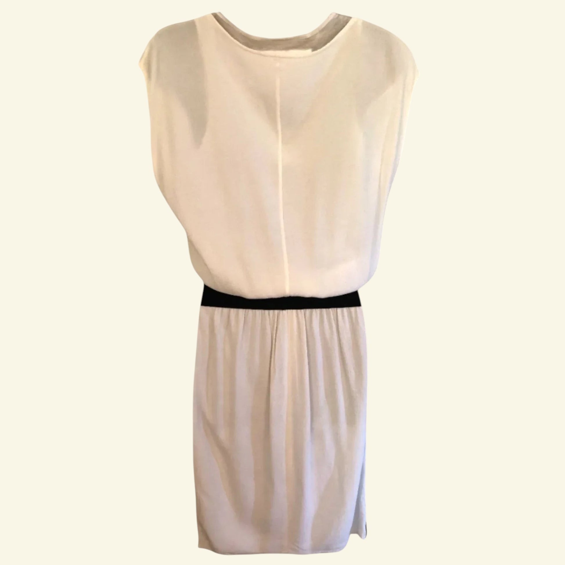 Yigal Azrouël Ivory Textured Crepe Black Zip Dress UK 8 US 4 EU 36 IT 40 - Timelessfashions