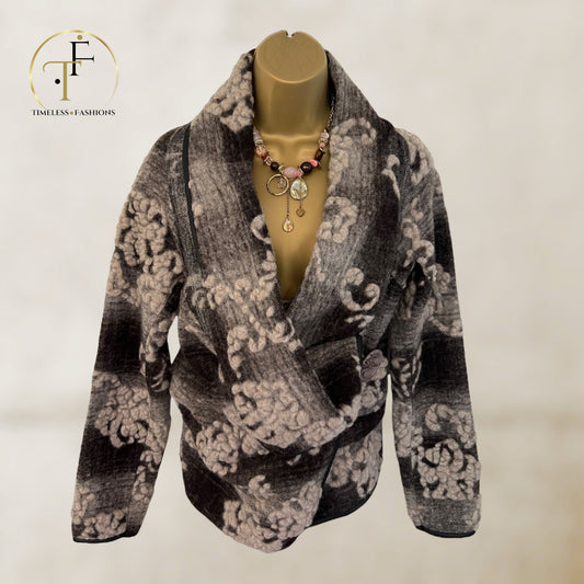 Romeo & Giulia Brown Ladies Lagenlook Style Wool Jacket Approx UK 12 US 8 EU 40 Timeless Fashions