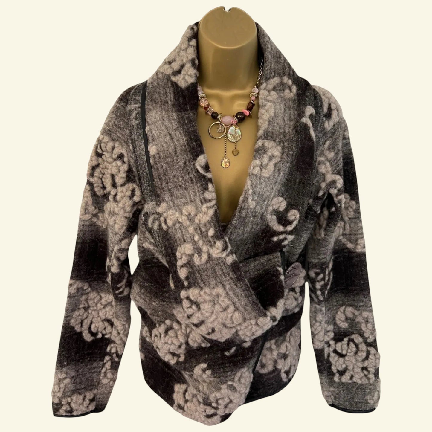 Romeo & Giulia Brown Ladies Lagenlook Style Wool Jacket Approx UK 12 US 8 EU 40 - Timelessfashions