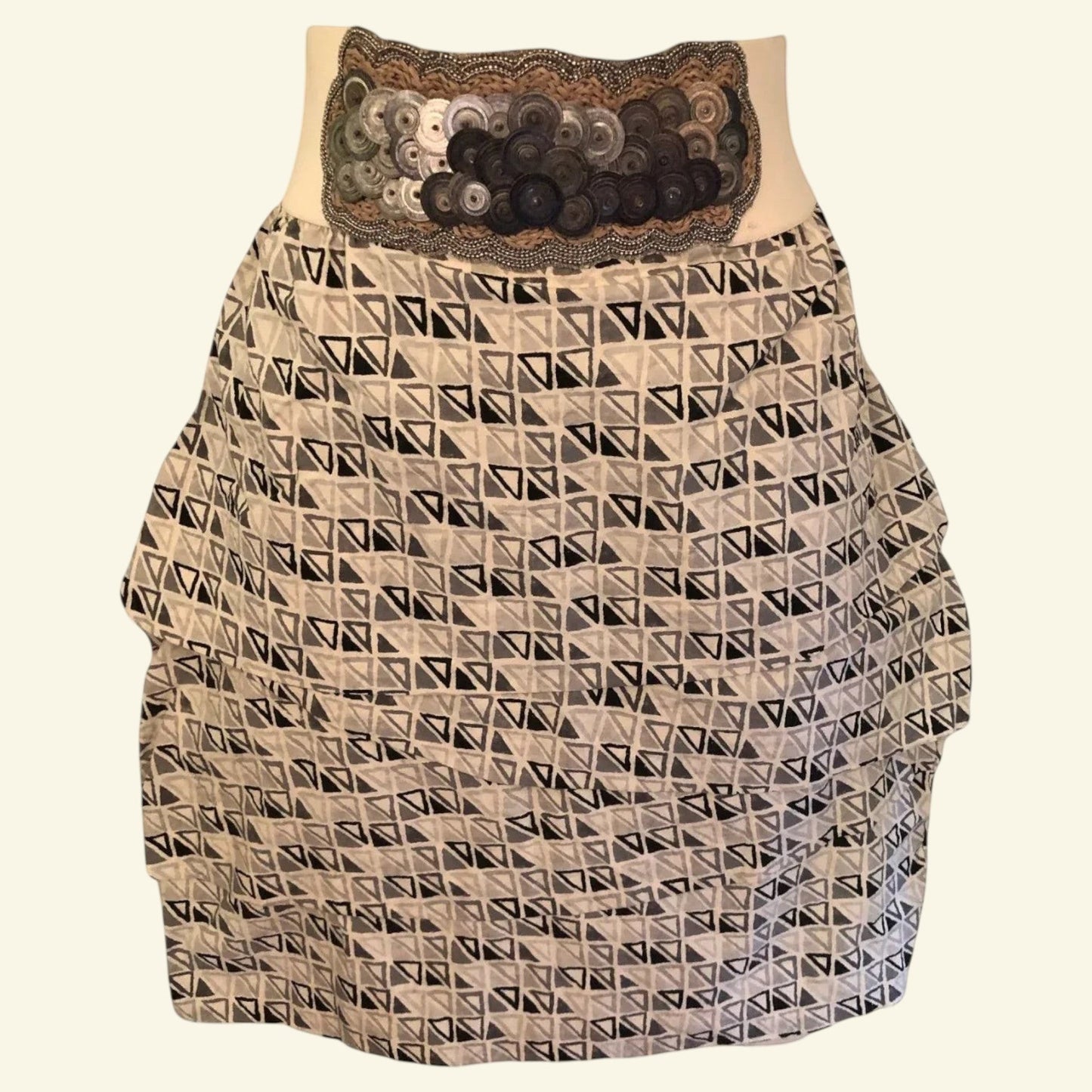 Yigal Azrouel Geometric Print Asymmetric Layered Cotton Mini Skirt UK 8 US 4 EU 36 - Timelessfashions