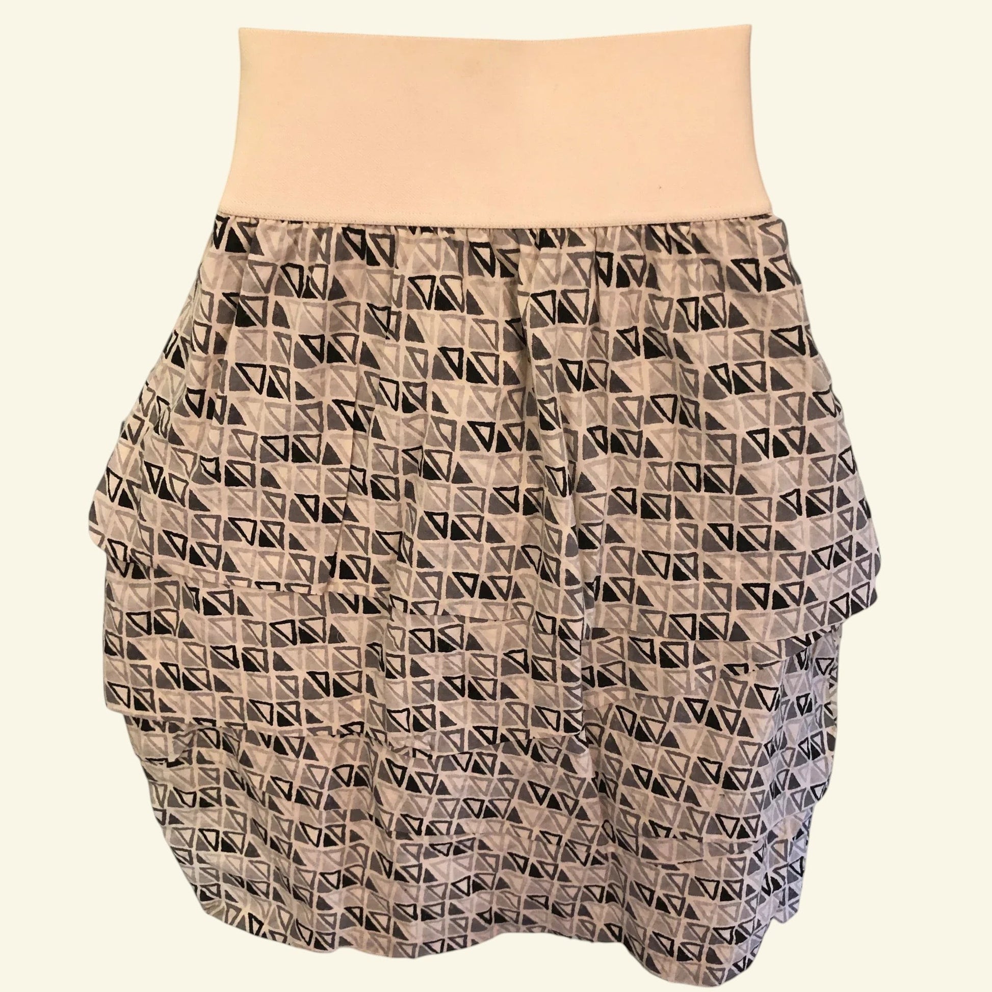 Yigal Azrouel Geometric Print Asymmetric Layered Cotton Mini Skirt UK 8 US 4 EU 36 - Timelessfashions