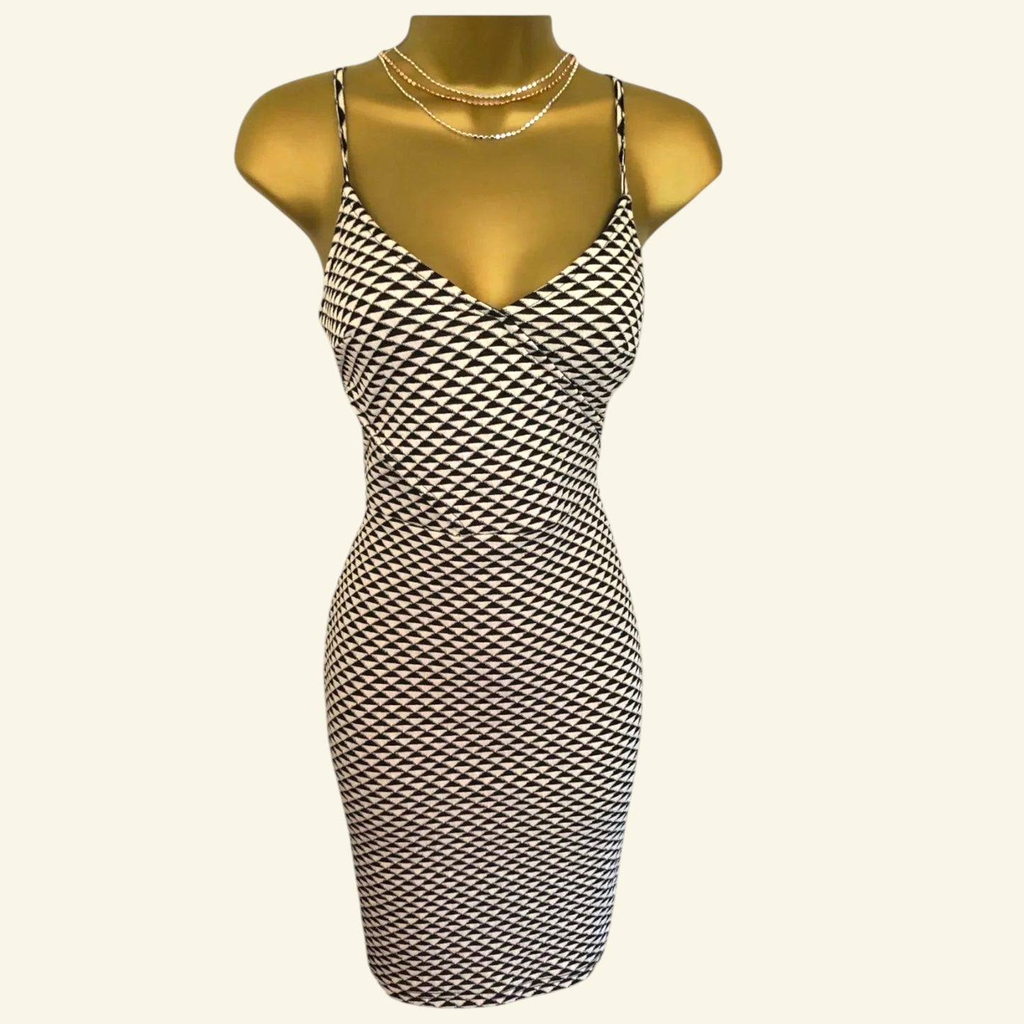 H&M Geometric Bodycon Cut-Out V-Neck Dress Size XS UK 6 US 2 EU 34 - Timelessfashions