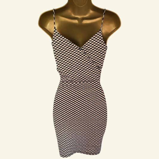 H&M Geometric Bodycon Cut-Out V-Neck Dress Size XS UK 6 US 2 EU 34 - Timelessfashions