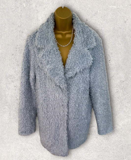 Red Herring Baby Blue Soft Furry Jacket/Coat UK 12 US 8 EU 40 Timeless Fashions