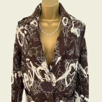James Lakeland Ladies Brown & Cream Lagenlook Style Coat UK 14 US 10 EU 42 IT 46