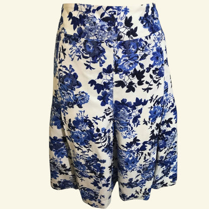 Country Casuals CC Blue & White Floral Skirt UK 16 US 12 EU 44 - Timelessfashions