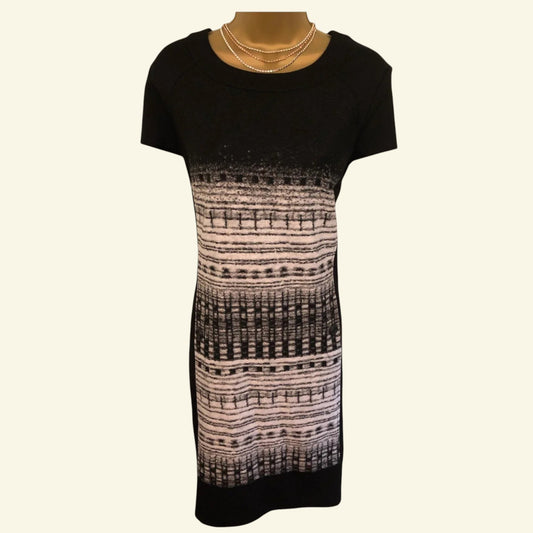Marie Mero Black & White Silhouette Pencil Dress UK 16 US 12 EU 44 - Timelessfashions